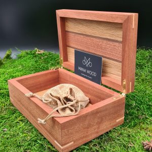 Personalised Sapele, Oak and Walnut Stash Box with Pearl Inlay