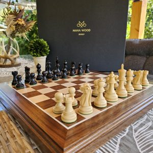 Black Walnut and Maple Chessboard with Jersey Mother of Pearl (Classic Design)